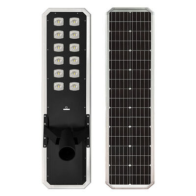 Solar Street Lights with solar panels and integrated battery system providing illumination for streets parks and pathways
